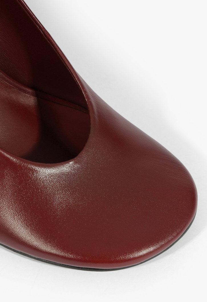 Scarpin Couro Salto Fino Alto Vermelho