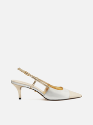Scarpin Metalizado Arezzo Bico Fino Slingback Bicolor