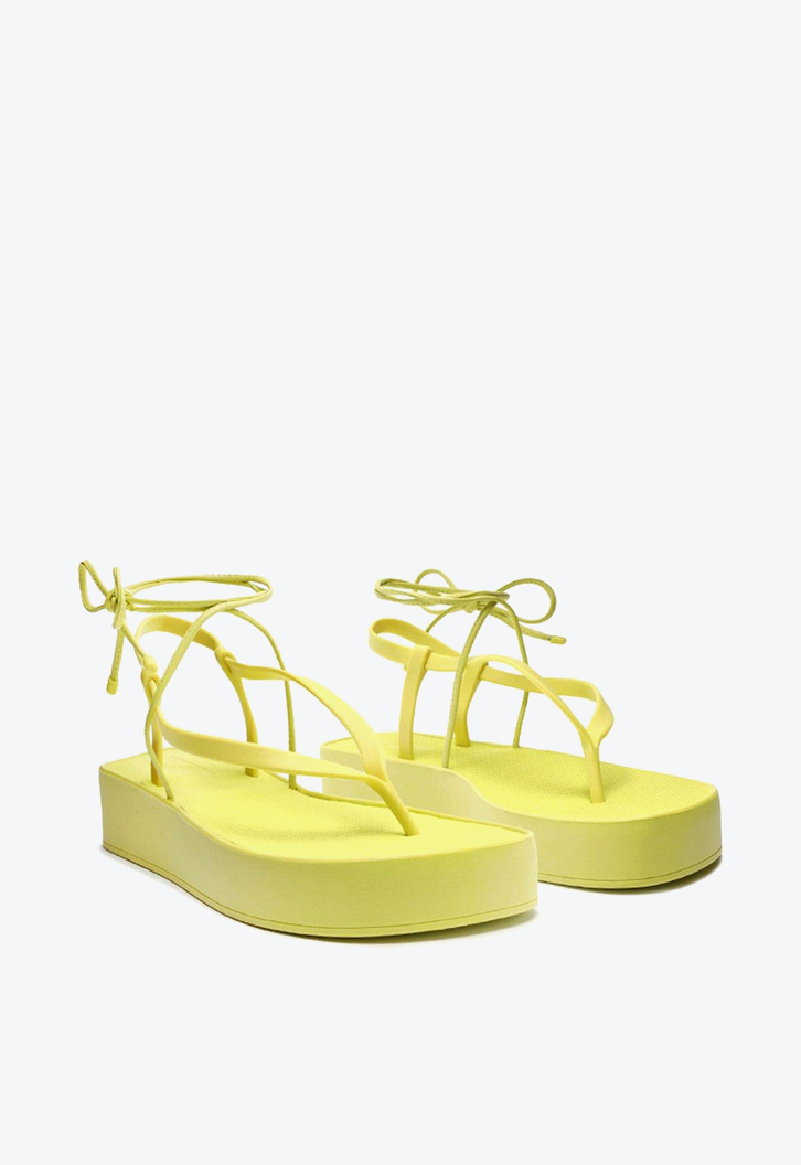 Sandália Flatform Amarelo Brizza  Amarração