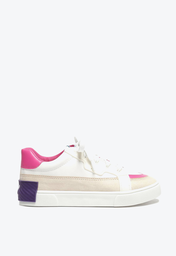 Tênis Branco Arezzo Multimaterial Rosa Bambini