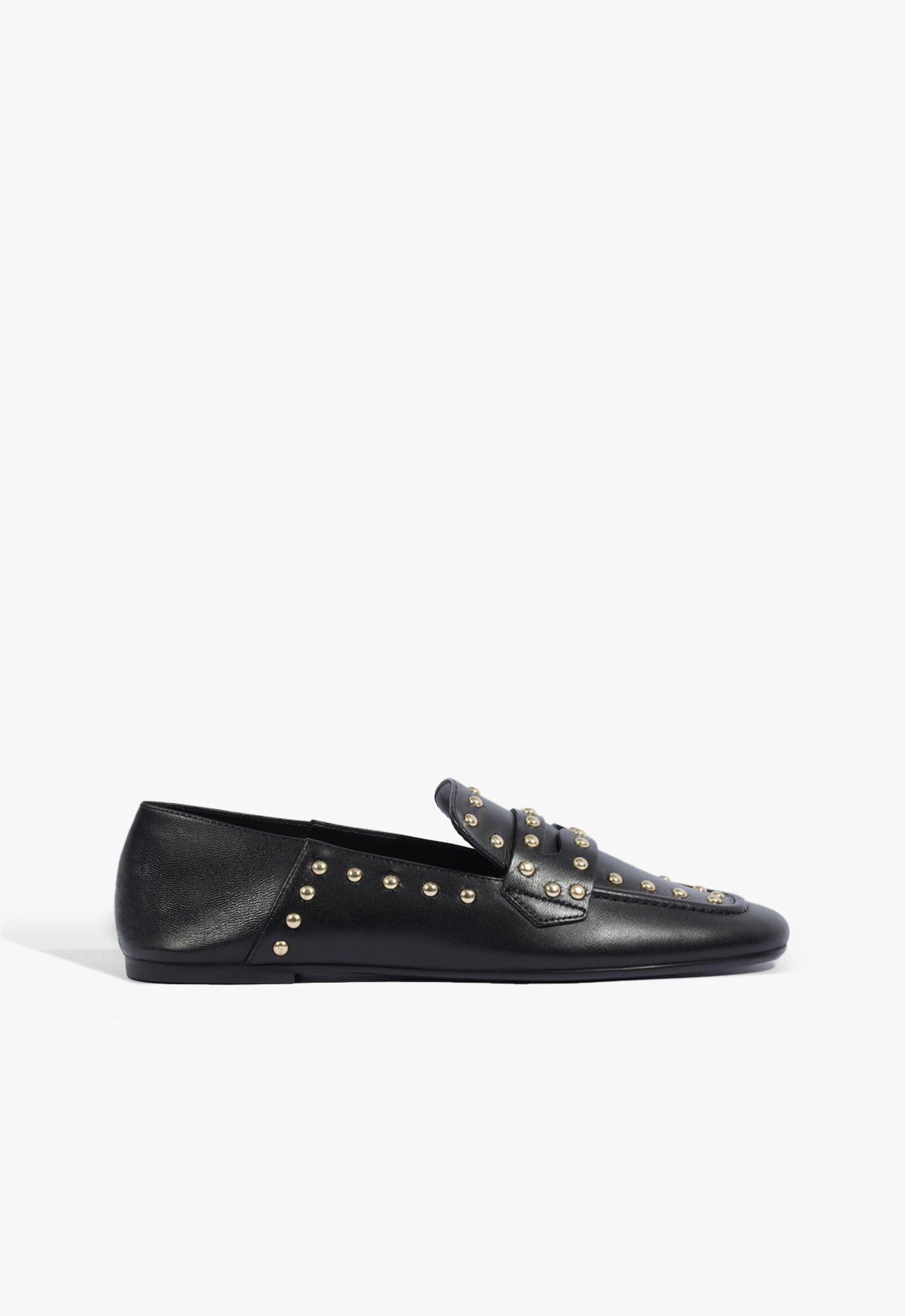 Sapato Mocassim Baixo Couro Tachas Preto | ZZ MALL