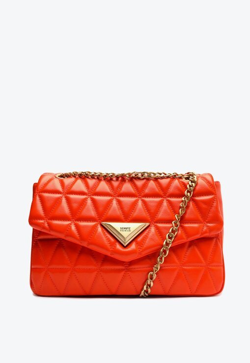 BOLSA TIRACOLO LARANJA SCHUTZ GRANDE NEW 944 COURO MATELASSÊ