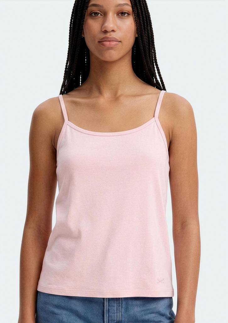 Regata Rosa Hering Teen Alças Finas Com Bordado