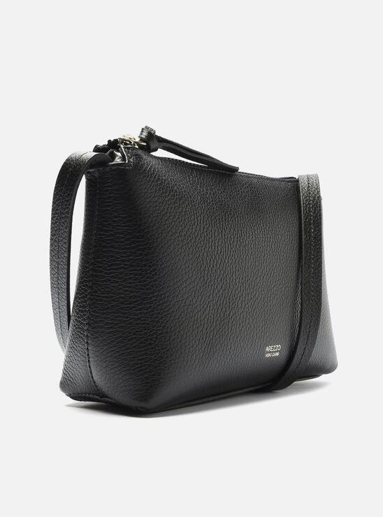 BOLSA TIRACOLO PRETA AREZZO COURO BRENDA PEQUENA