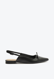 Sapatilha Preta Anacapri Slingback Bico Fino Laço