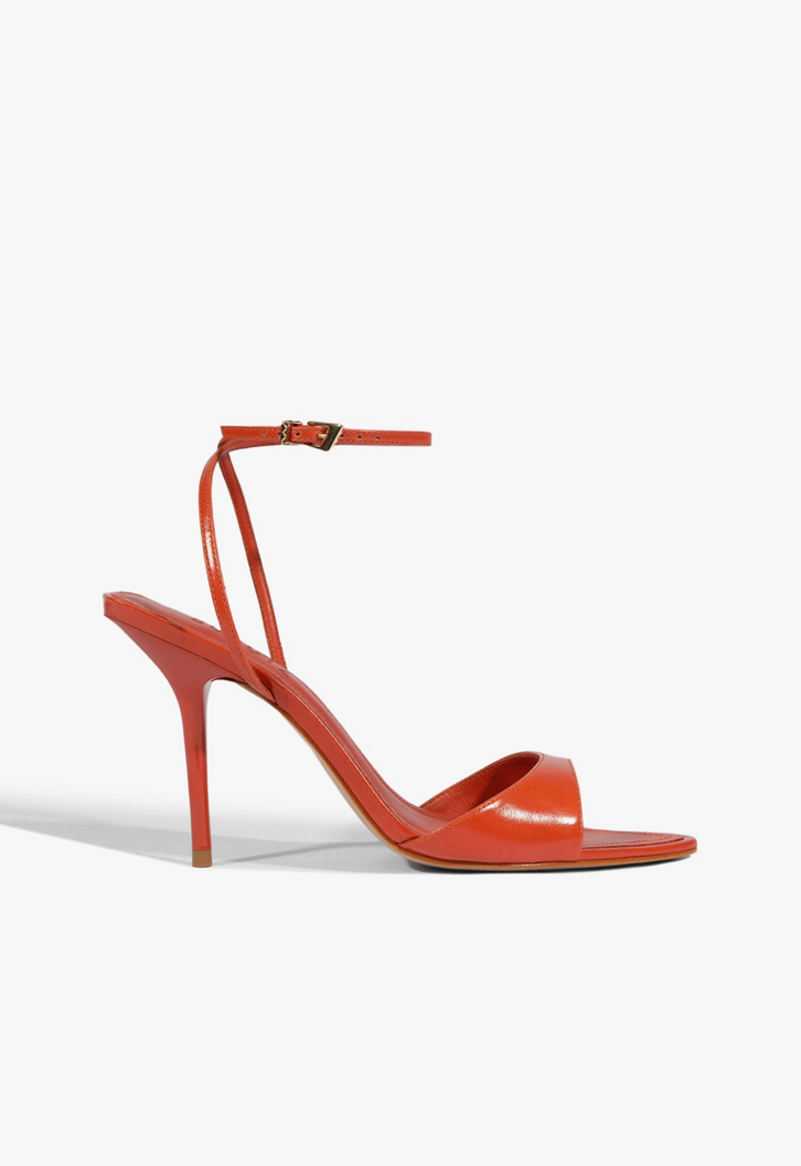 Sandália Salto Elodie Buckle Verniz Vermelho