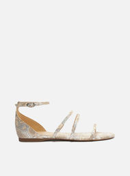 Sandália Rasteira Metalizada Arezzo Snake Tiras
