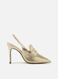 Scarpin Dourado Arezzo Salto Alto Sling Back