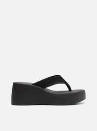 Tamanco Preto Flatform Crochê