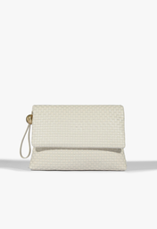 Bolsa Clutch Grande Couro Tressê Branca