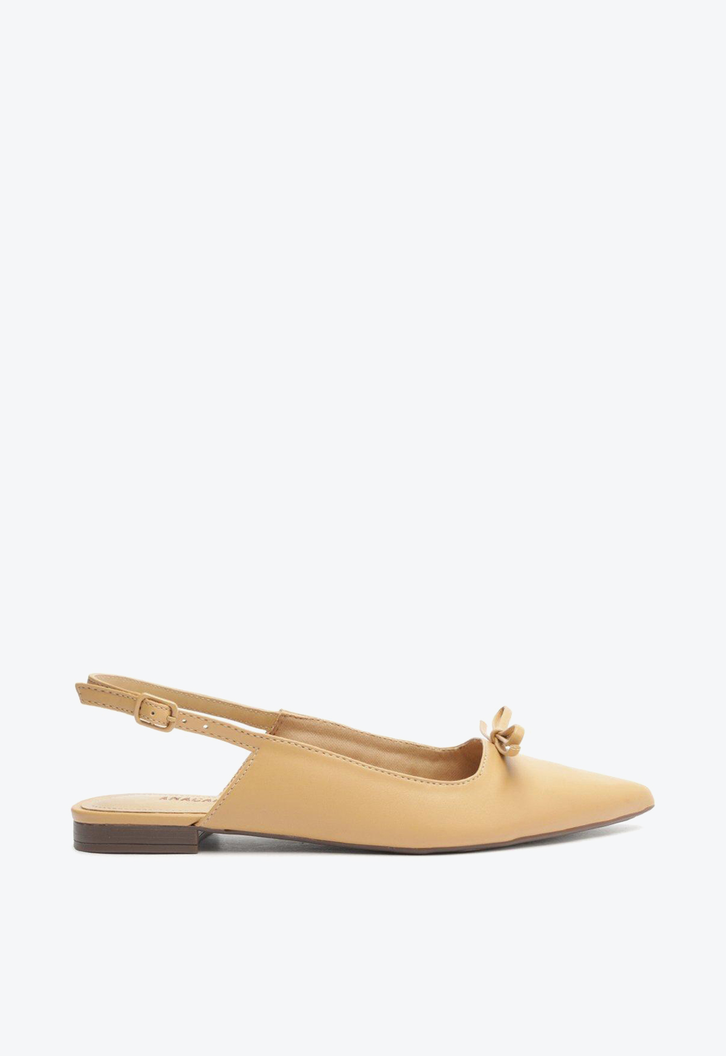 Sapatilha Nude Anacapri Slingback Bico Fino Laço