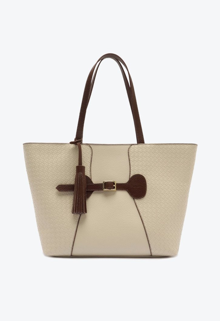 Bolsa Shopping Detalhe Tassel Branca
