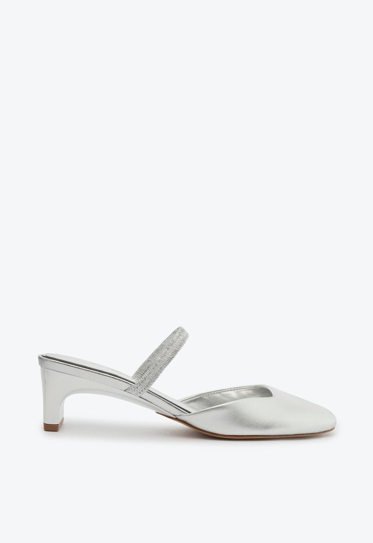 Mule Casual Prata Schutz Bertie Couro