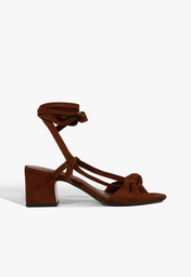 Sandália Salto Médio Boho Rust Camurça
