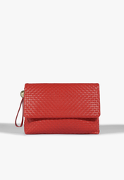 Bolsa Clutch Vermelha Schutz Grande Couro Tressê
