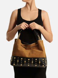Bolsa Bucket Marrom Couro Acamurçado Grande