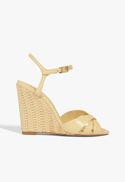 Sandália Bege Schutz Anabela Keefa Wedge Couro