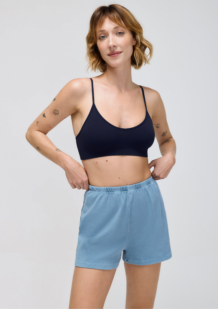 Shorts Feminino Azul Hering Estonado Em Ribana