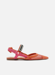 Sapatilha Laranja Arezzo Tela Slingback Cordão Velcro