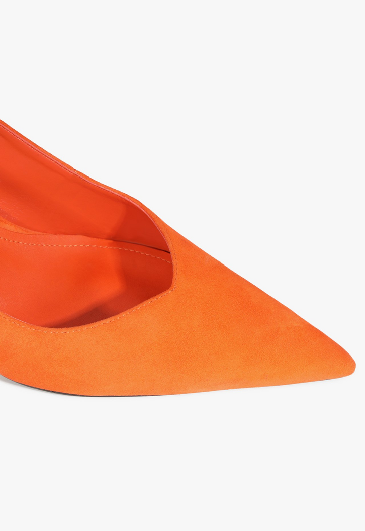 Scarpin Slingback Lexi Camurça Laranja Neon