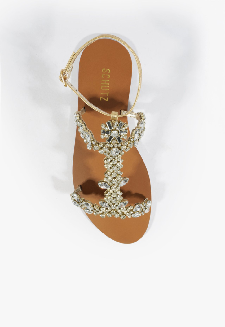 Sandália Rasteira Metallic Dourada