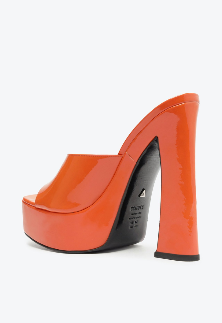 Sapato Mule Plataforma New Wedge Laranja