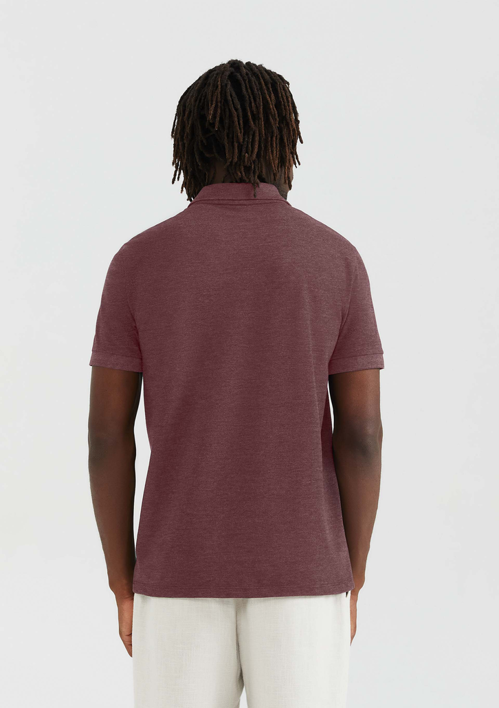 Camisa Polo Básica Vinho Hering Manga Curta Em Piquet