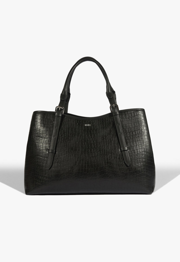 Bolsa Tote Grande Maeve Croco Preta | ZZ MALL