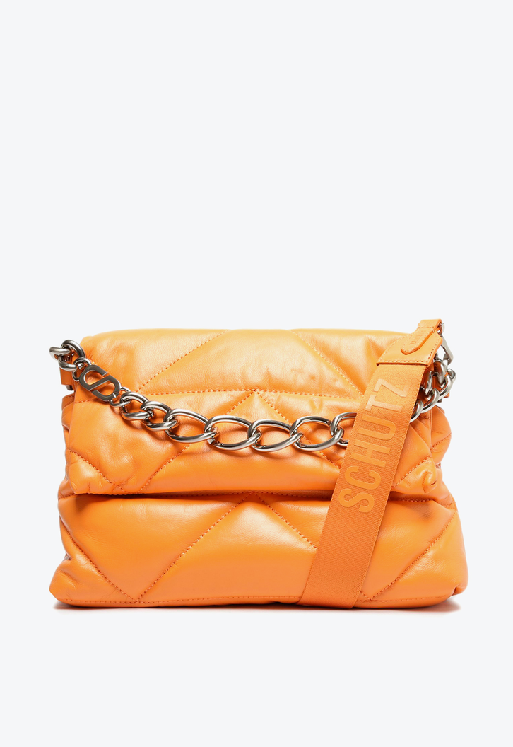 Bolsa Tiracolo Média Barbara Couro Corrente Laranja