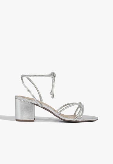 Sandália Prata Schutz Block Heel Trama | ZZ MALL