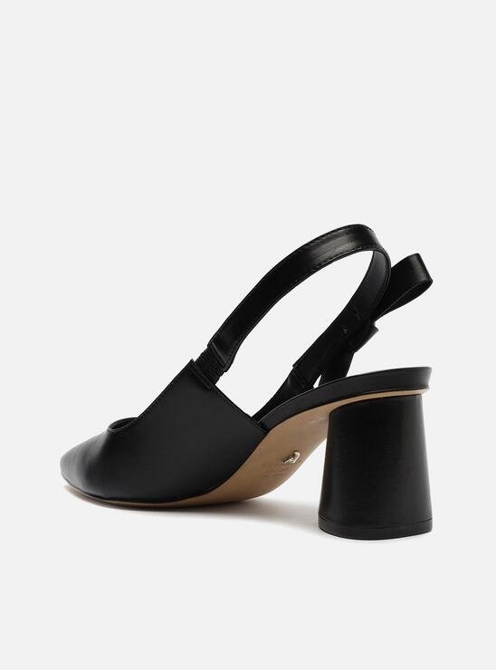 SCARPIN PRETO AREZZO COURO BLOCO SLINGBACK LAÇO