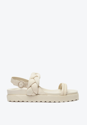 Sandália Papete Flatform Trança Nylon Branca