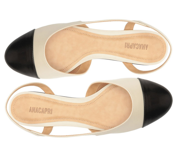 Sapatilha Slingback Unilateral Branco Off Ponta Preta | ZZ MALL