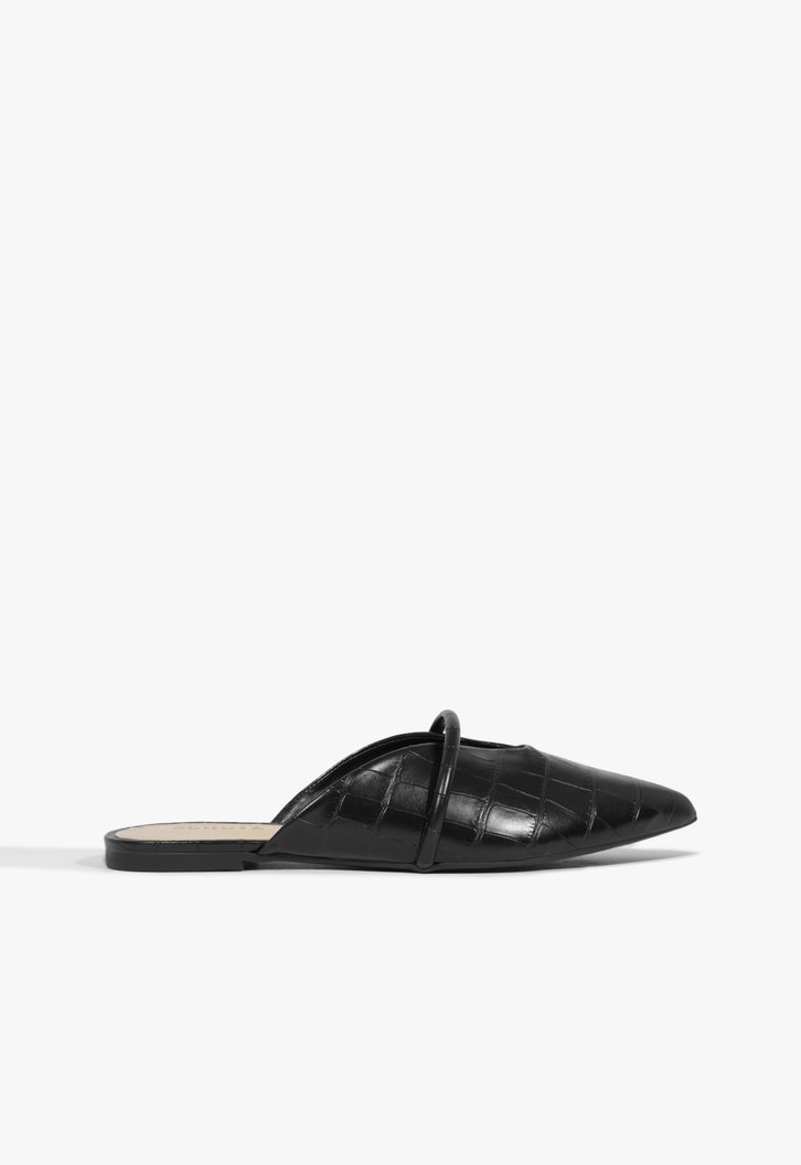 Flat Mule Preta Schutz Croco