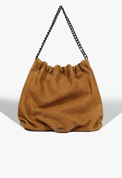 Bolsa Hobo Aryen Camurça Croco Marrom Clara