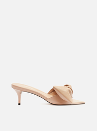 Mule Nude Arezzo Couro Salto Fino Maxi Laço