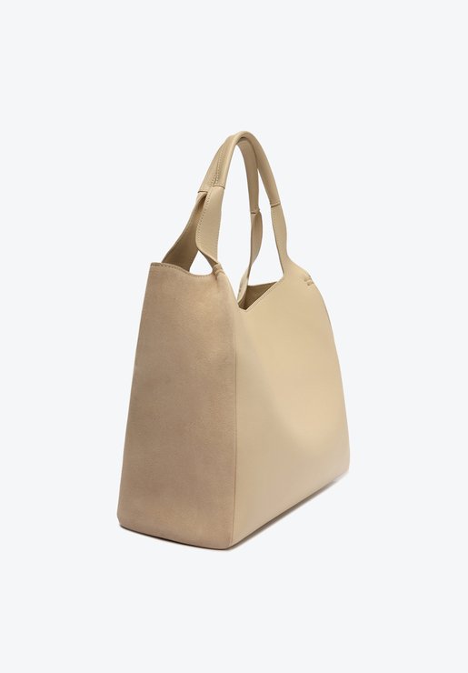 BOLSA SHOPPING BEGE SCHUTZ CLEA COURO