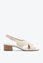 Sandália Bege Anacapri Salto Bloco Tiras Cruzadas