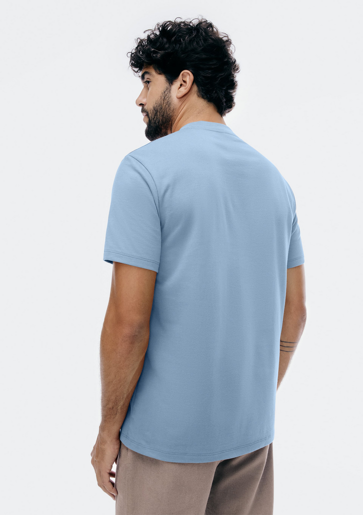 Camiseta Masculina Azul Hering Comfort Super Cotton Com Estampa