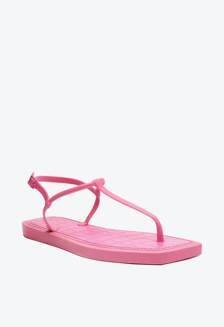 Kit Sandália Rasteira Rosa Square Palmilha Croco e Bag