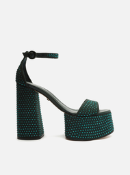 Sand lia Meia Pata Verde Arezzo Camur a Salto Bloco Strass ZZ MALL