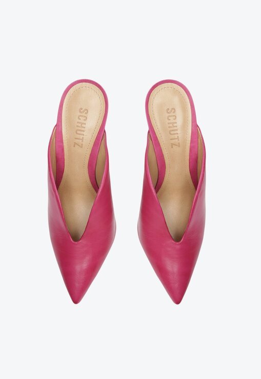 SAPATO MULE ROSA SCHUTZ SALTO CAMURÇA
