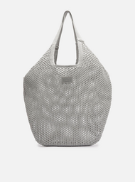 Bolsa Shopping Prata Crochê Mayra Glam Grande