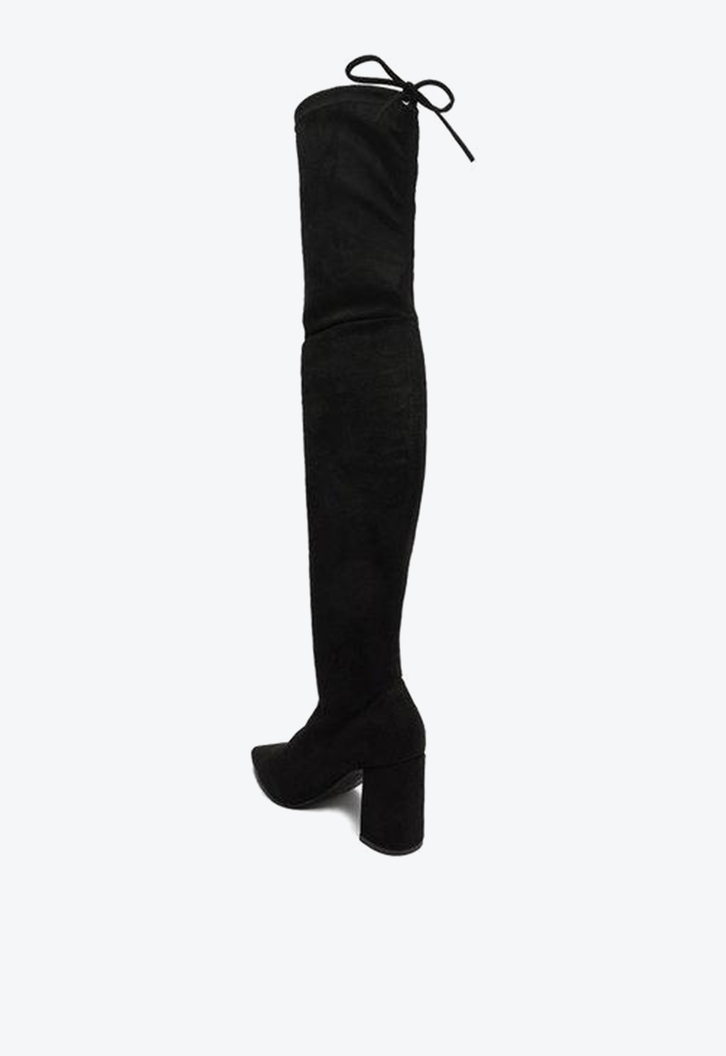Bota Preta Arezzo Over The Knee Suede Bloco