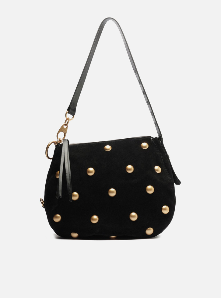 バッグ zzzzaaaa Bolsa Tiracolo Preta Suede Grande Tachas | ZZ MALL
