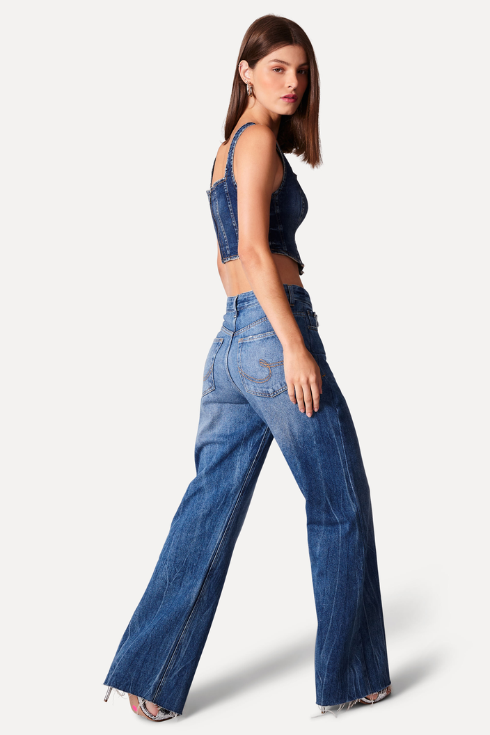 Calça Jeans Azul Reversa Wide Leg Anny