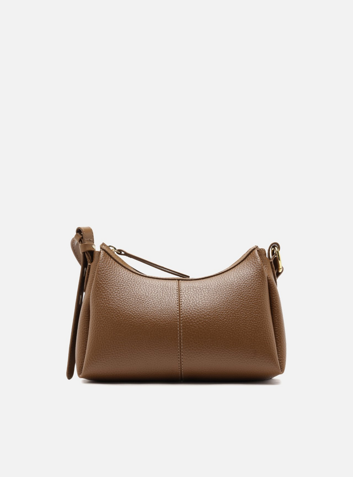 Bolsa Tiracolo Marrom Média Texturizada Básica