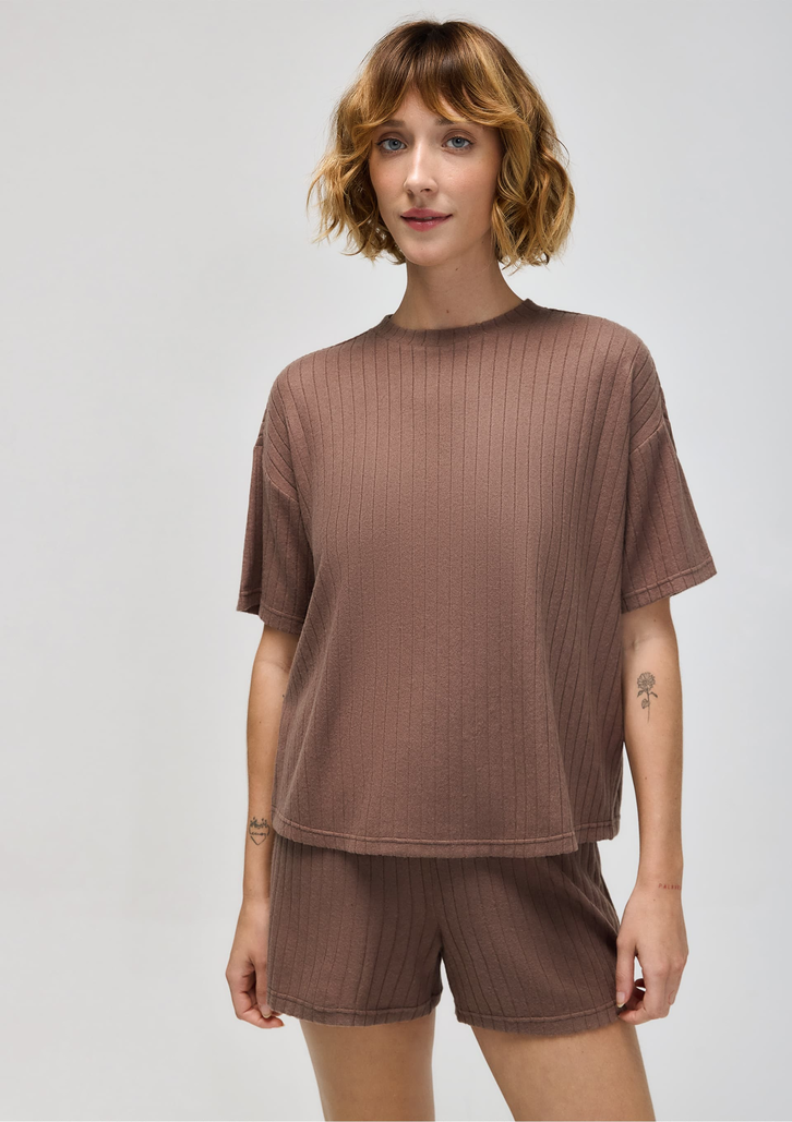 Blusa Marrom Hering Feminina Oversized Em Tricô