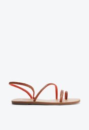 Sandália Laranja Anacapri Tiras Delicada Pedrarias