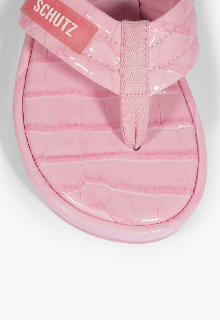Chinelo Zoe Couro Rosa